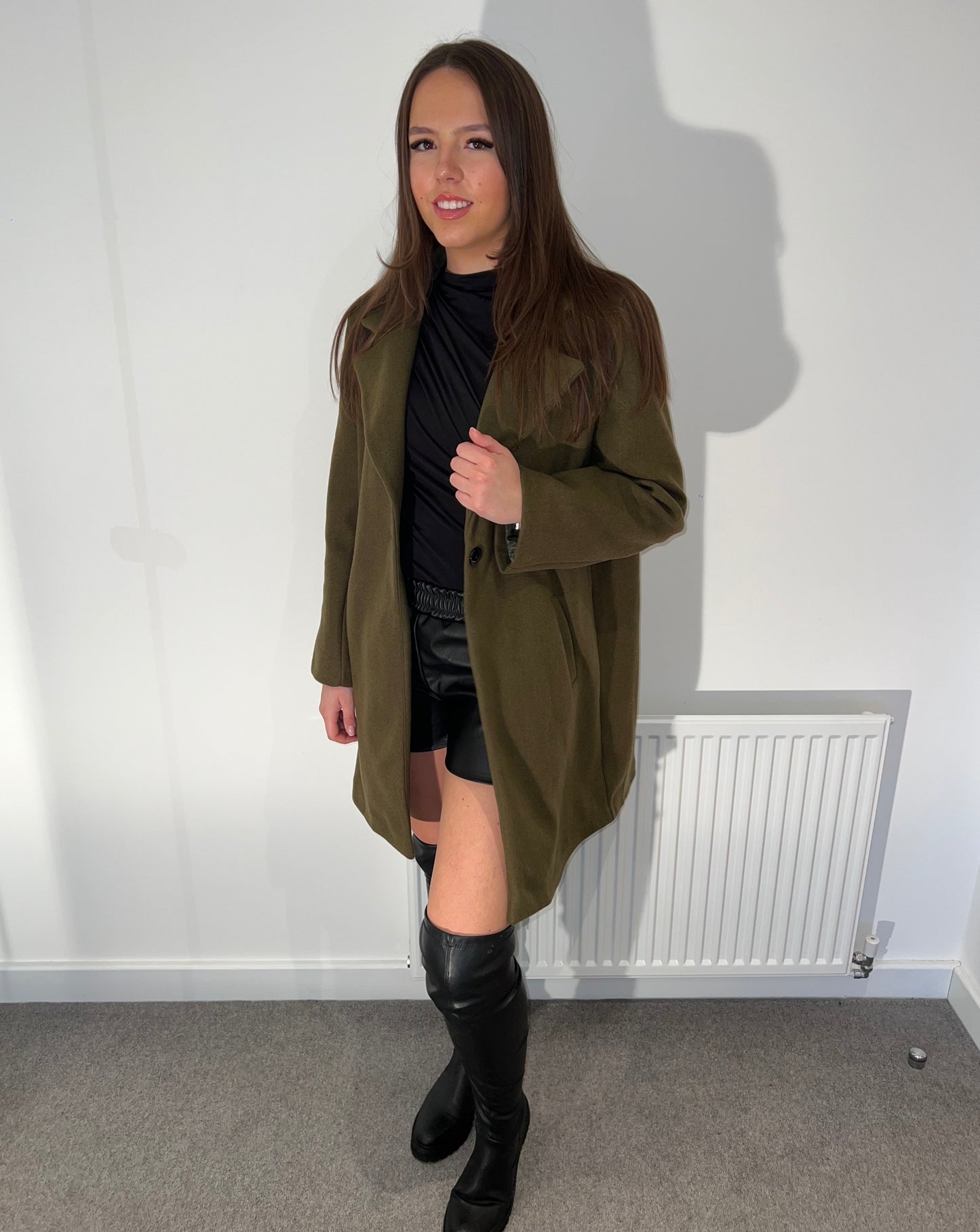 Khaki lined smart single button jacket