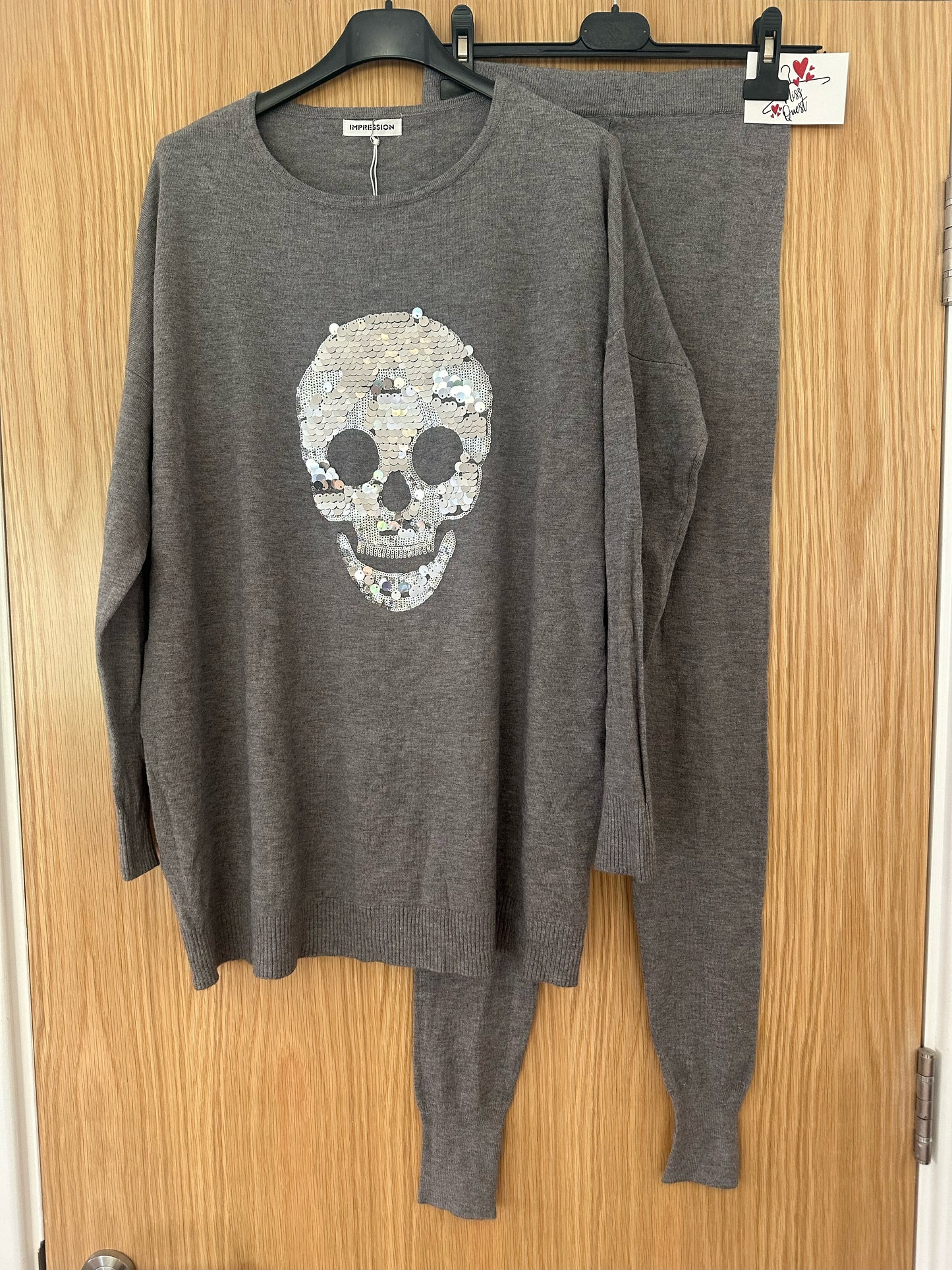 Grey Skull soft feel loungesuit