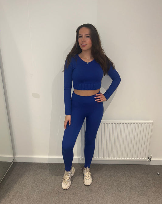 Royal Blue cropped 2 piece gym set