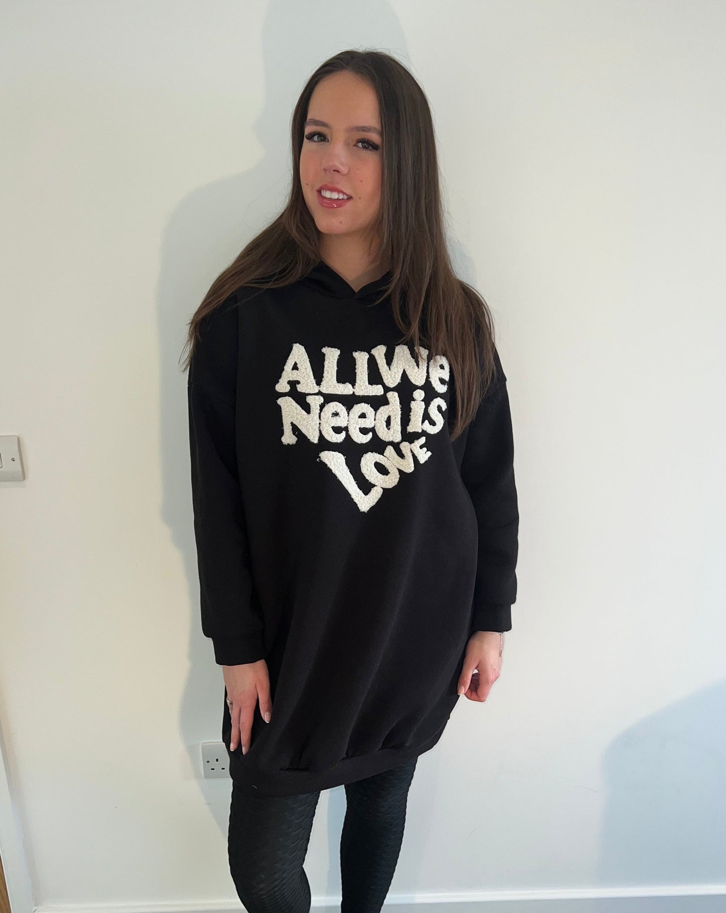 Black All We Need Is Love Hoodie