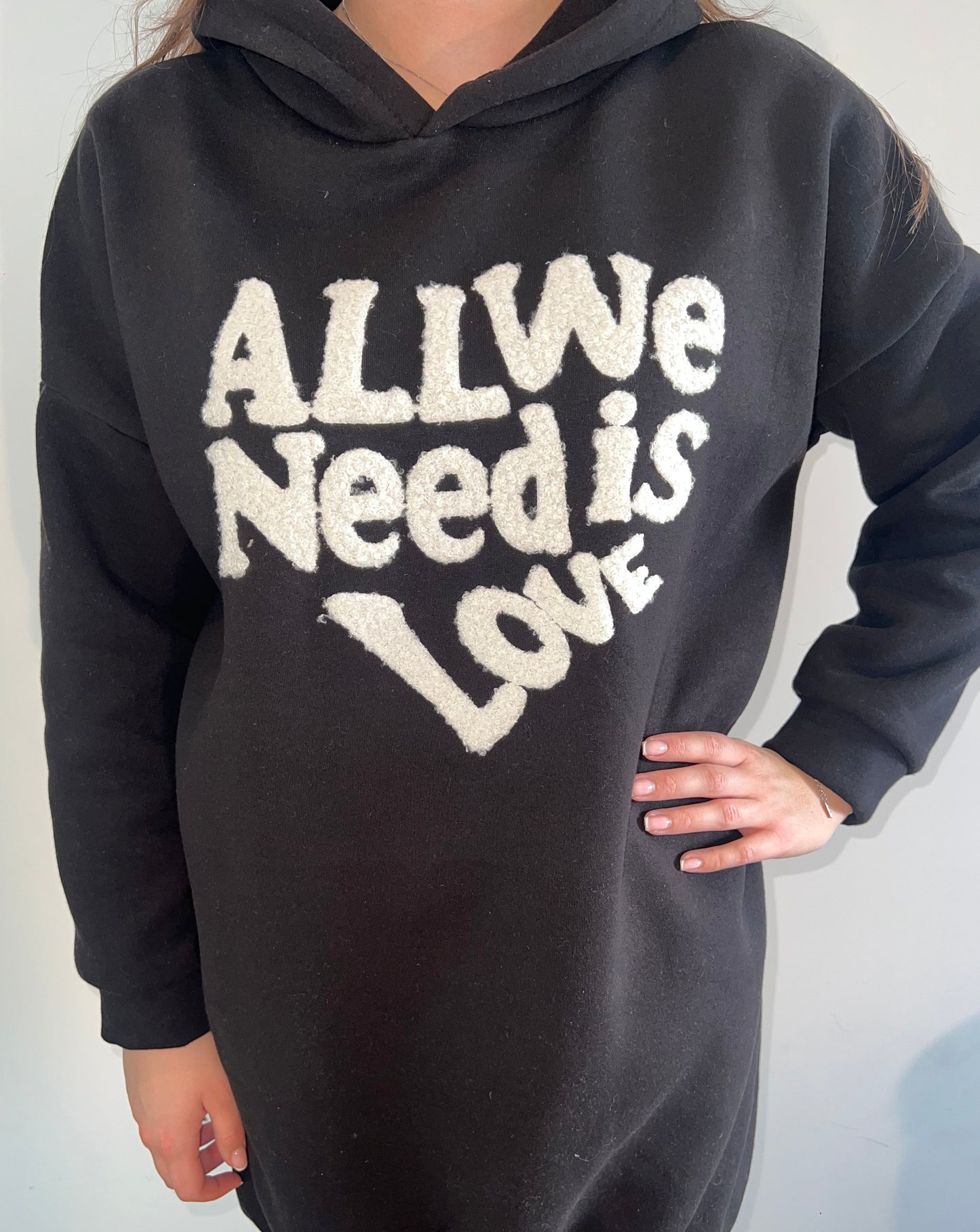 Black All We Need Is Love Hoodie