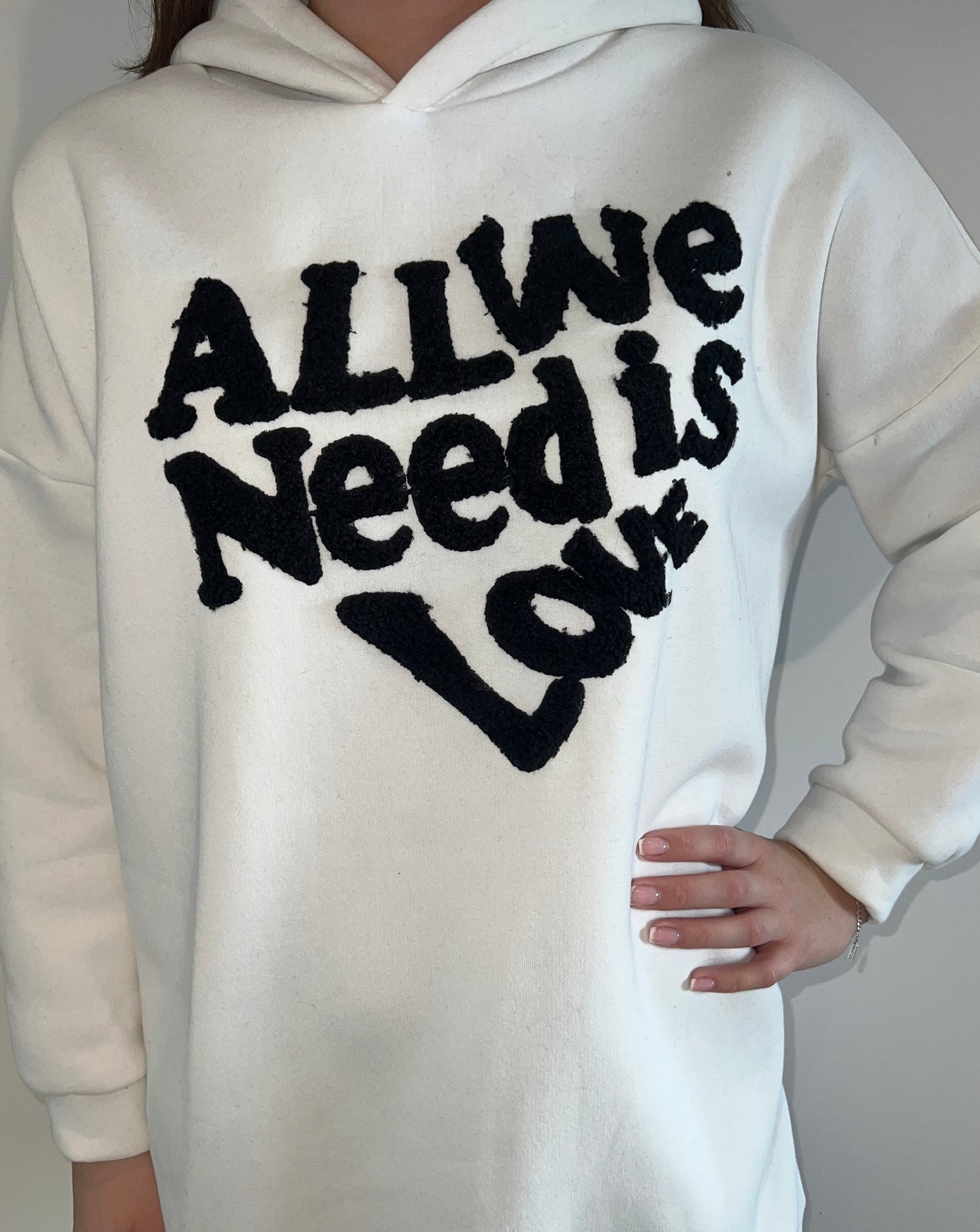 Cream All We Need Is Love Hoodie