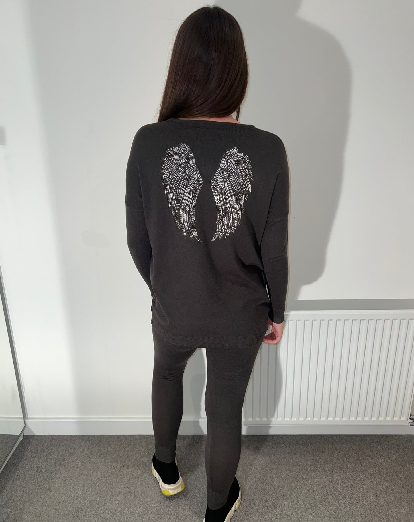 Black Angel Wing Soft Feel Loungesuit