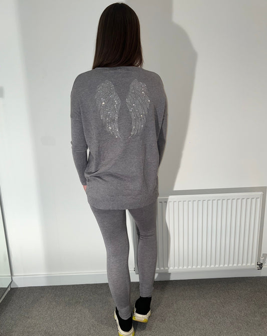 Grey Angel Wing Soft Feel Loungesuit