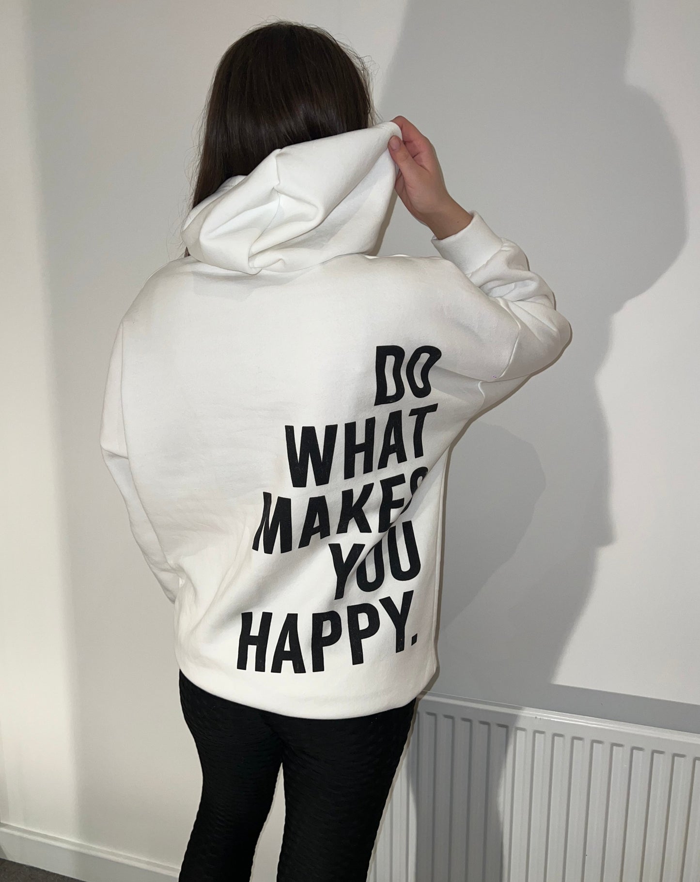 NEW Cream With Black Do What Makes You Happy Hoodie