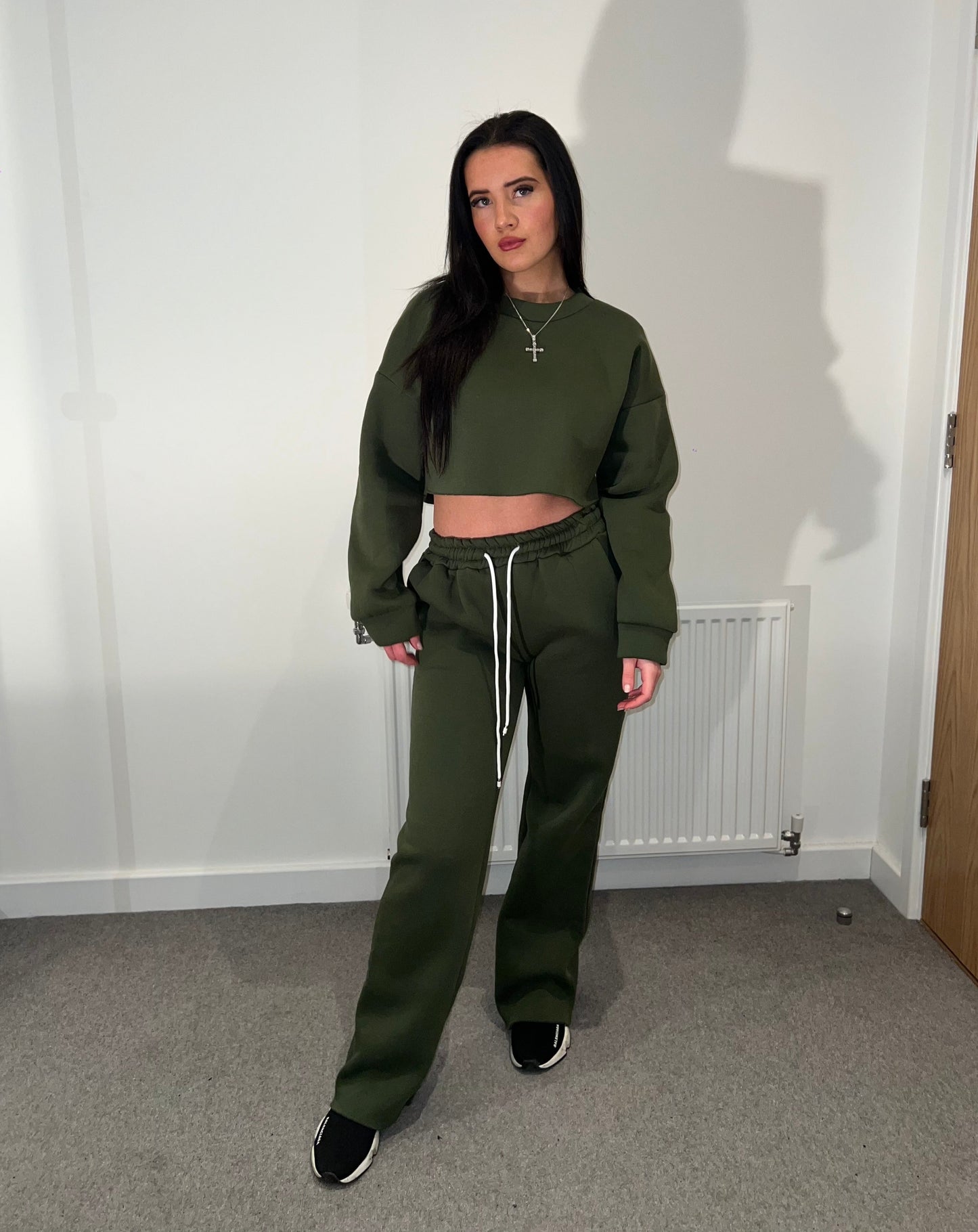 Khaki Crop tracksuit