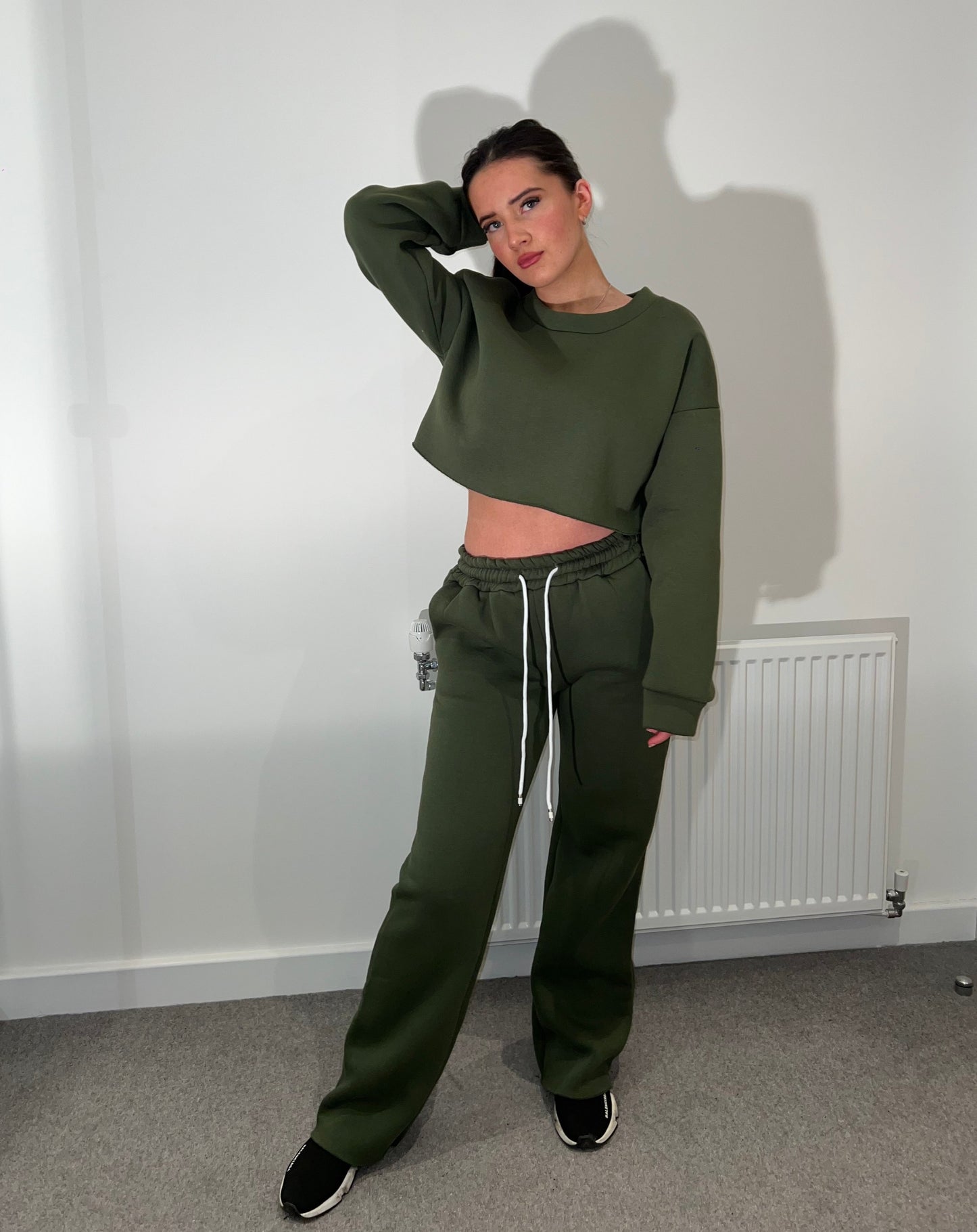 Khaki Crop tracksuit